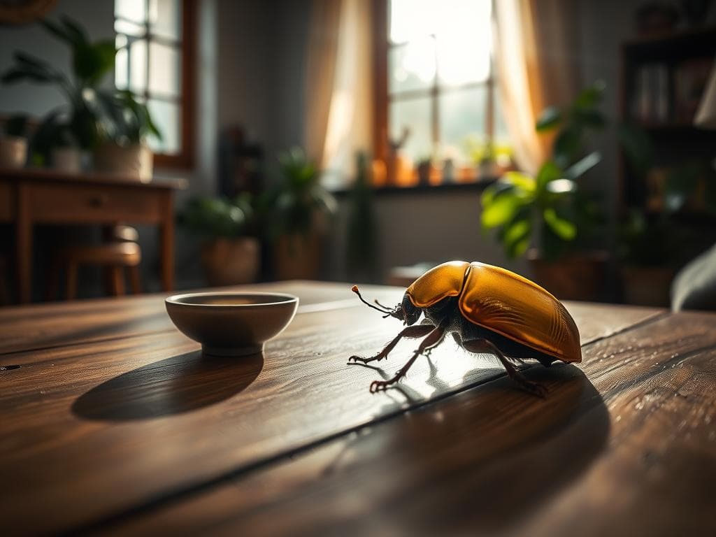 Goldener Käfer in der Wohnung