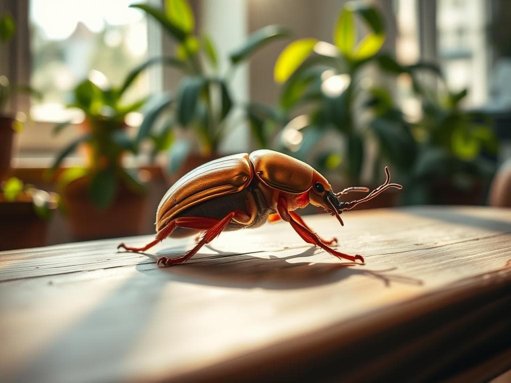 goldener Käfer in der Wohnung