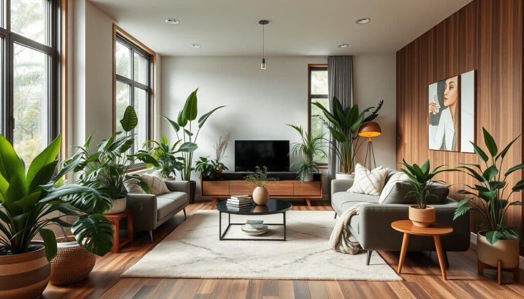 Pflanzen in modernem Wohnzimmer