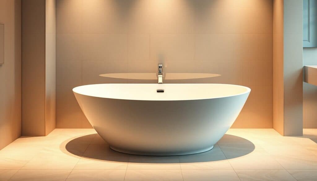 Halb freistehende Badewanne