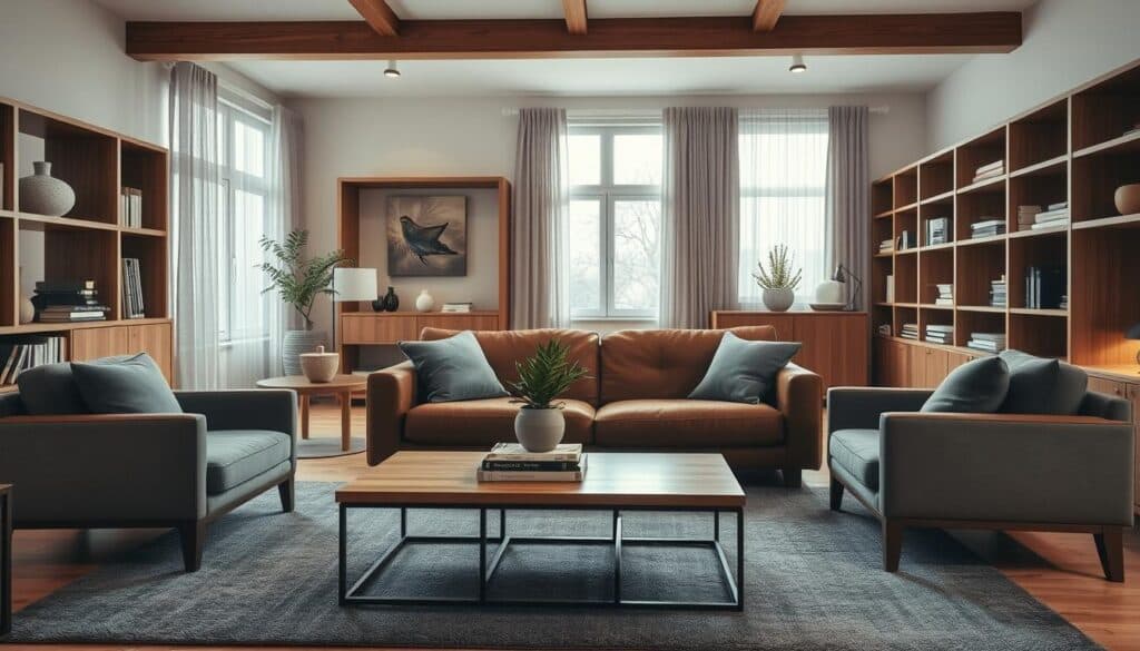 Braun und Grau kombinieren Wohnzimmer