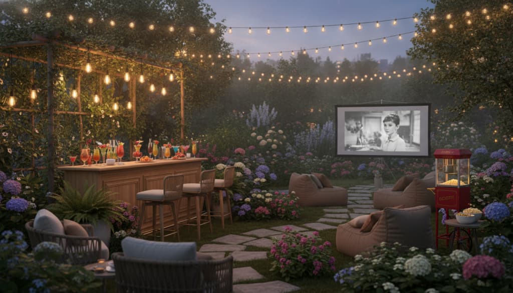 Freizeitbereiche im Garten: Gartenbar und Outdoor-Kino Freizeitbereiche im Garten: Gartenbar und Outdoor-Kino
