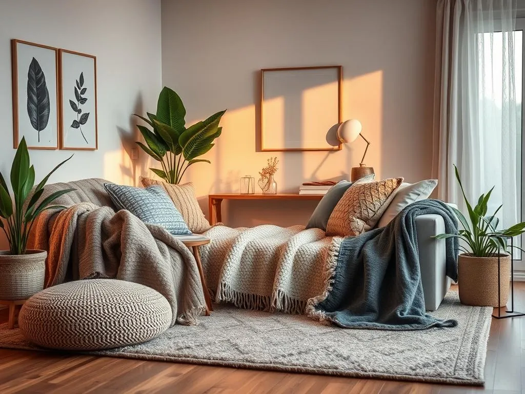 Gemütliches Wohnzimmer mit Textilien Gemütliches Wohnzimmer mit Textilien