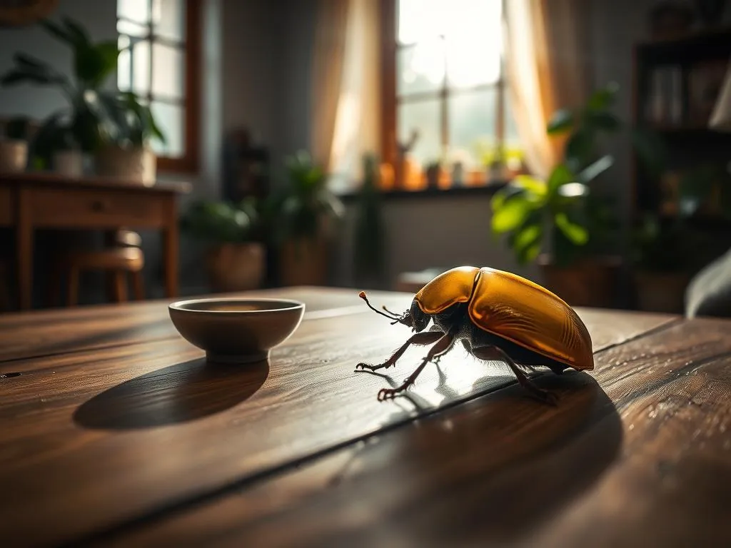 Goldener Käfer in der Wohnung