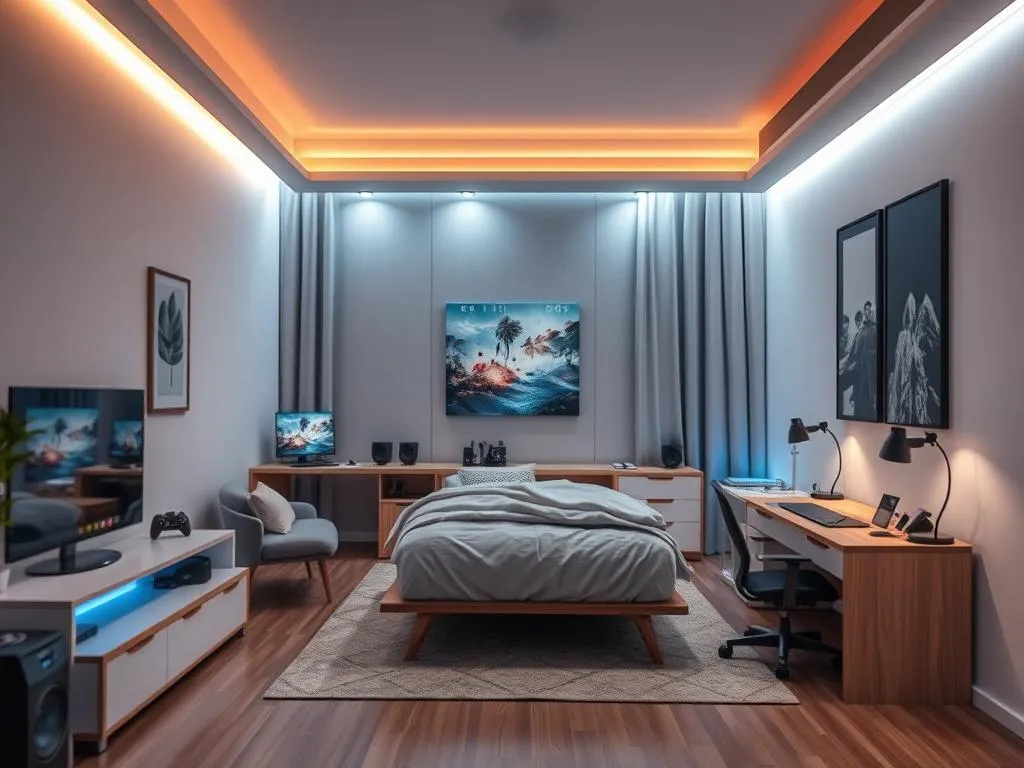 Jugendzimmer Deko Ideen modern mit Smart Home Technologie