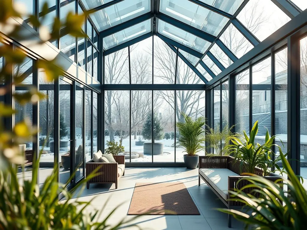Moderner Wintergarten mit Glasflächen
