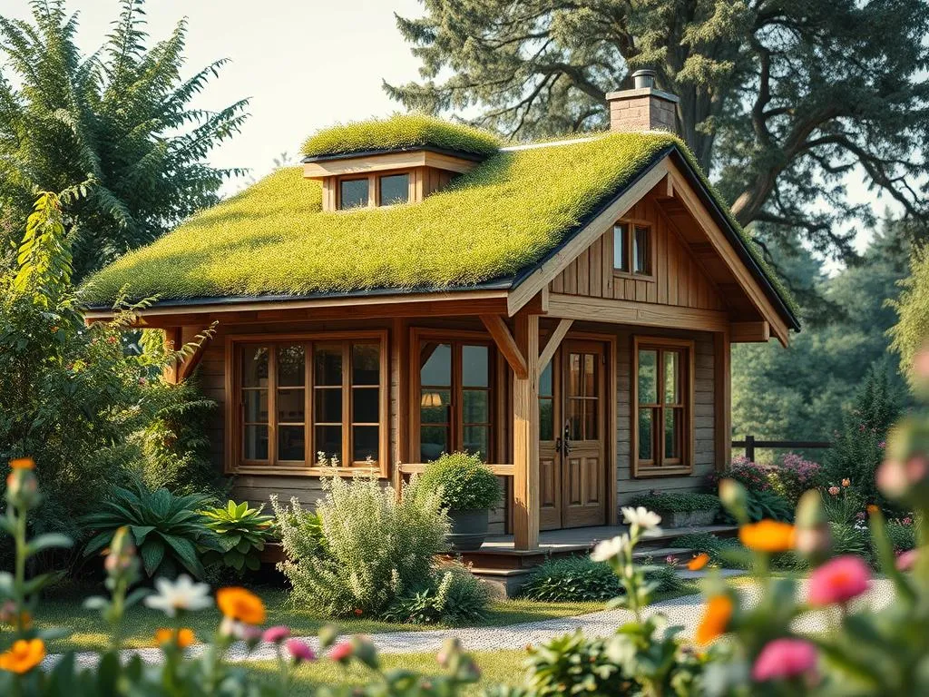 Nachhaltiges Gartenhaus mit Gründach