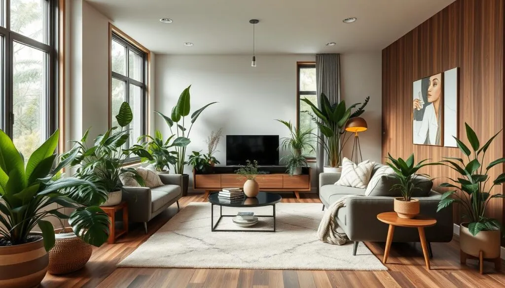 Pflanzen in modernem Wohnzimmer