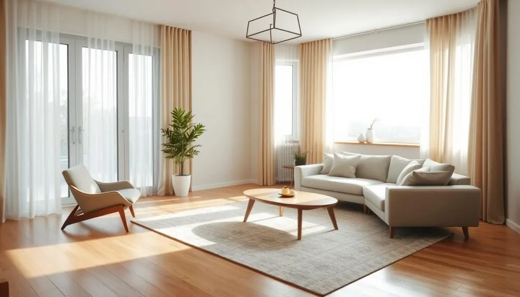 kurze Gardinen Wohnzimmer modern Ideen