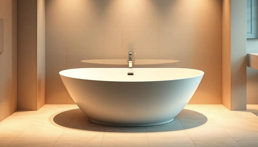 Halb freistehende Badewanne