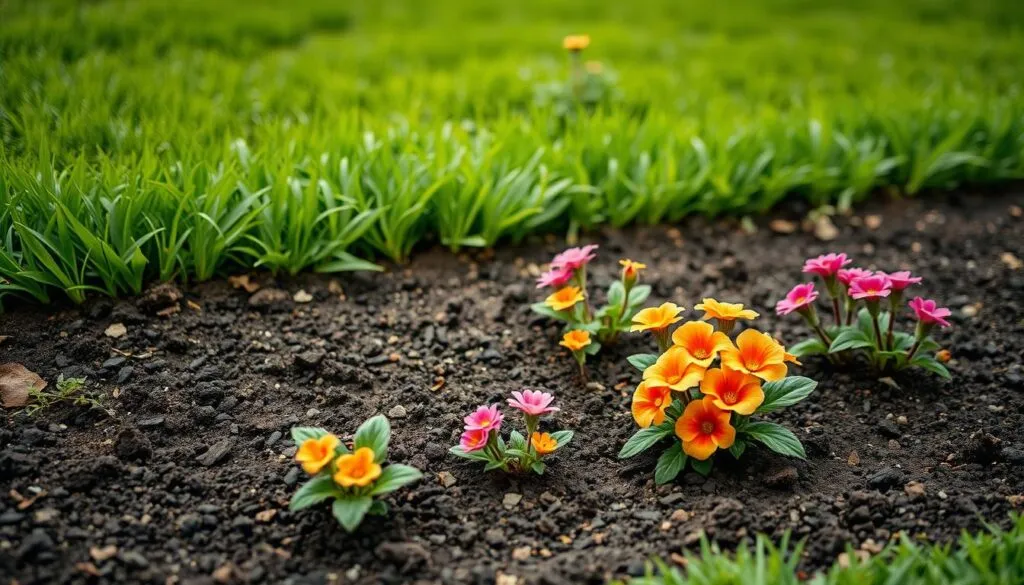 Pflanzen im Rasenbeet setzen Pflanzen im Rasenbeet setzen