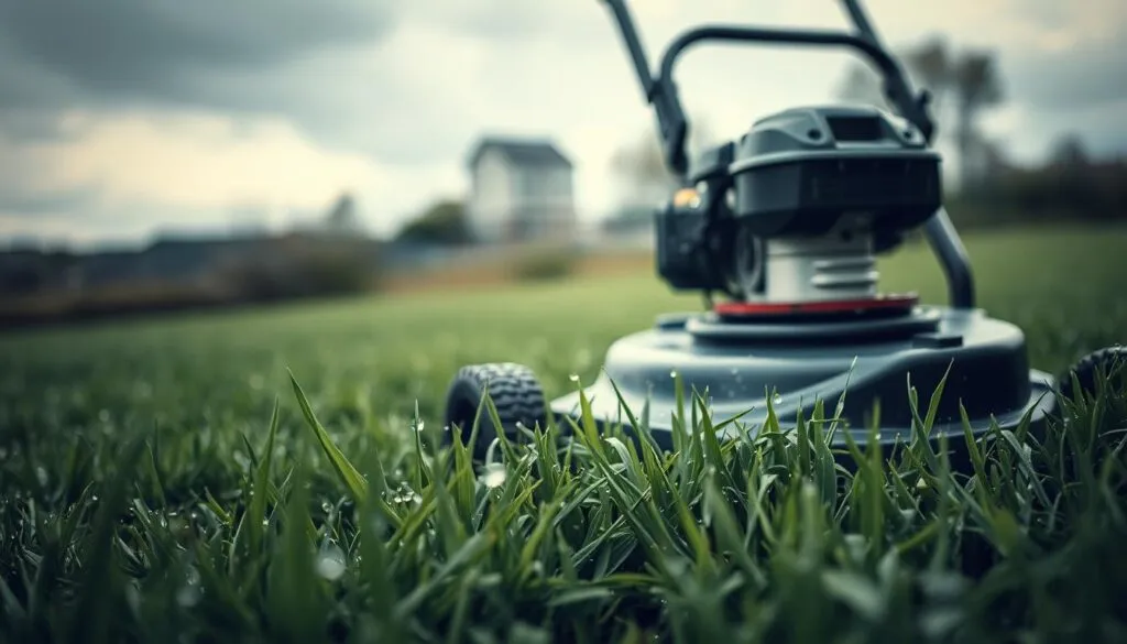 Feuchter Rasen Mähtechnik