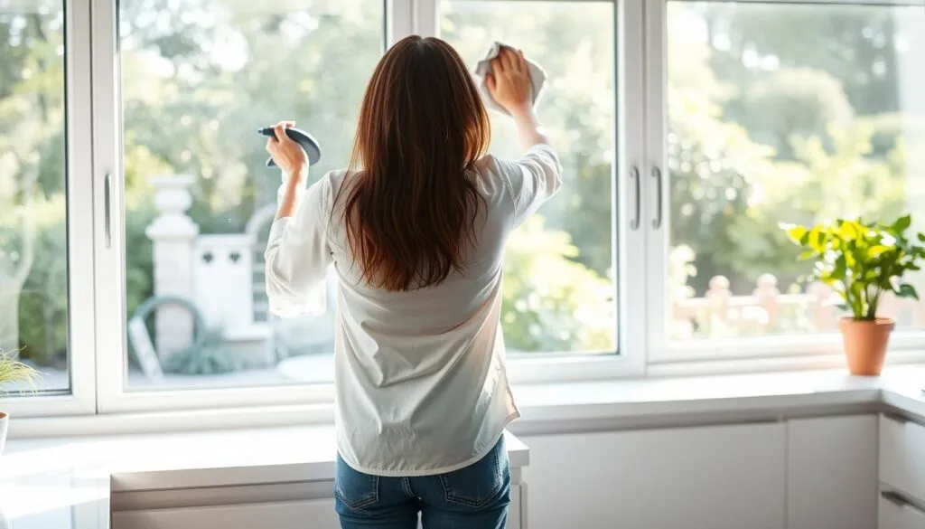 Fenster putzen mit Klarspüler