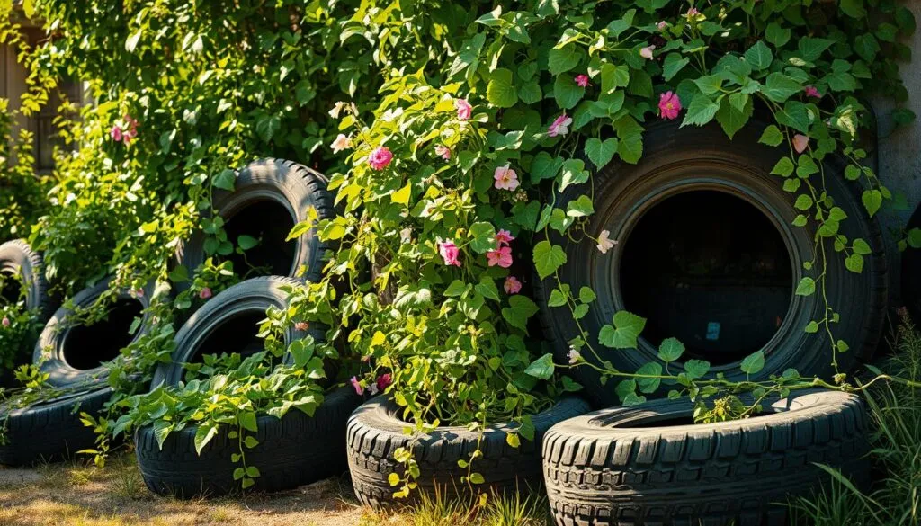 Gartenideen Autoreifen bepflanzen