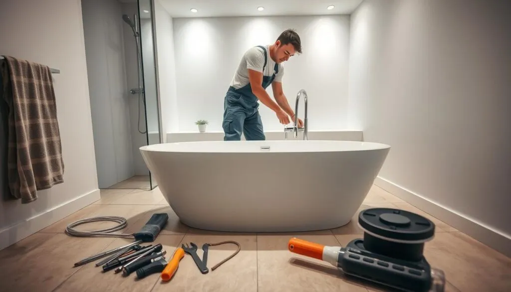 Montage und Installation der Badewanne