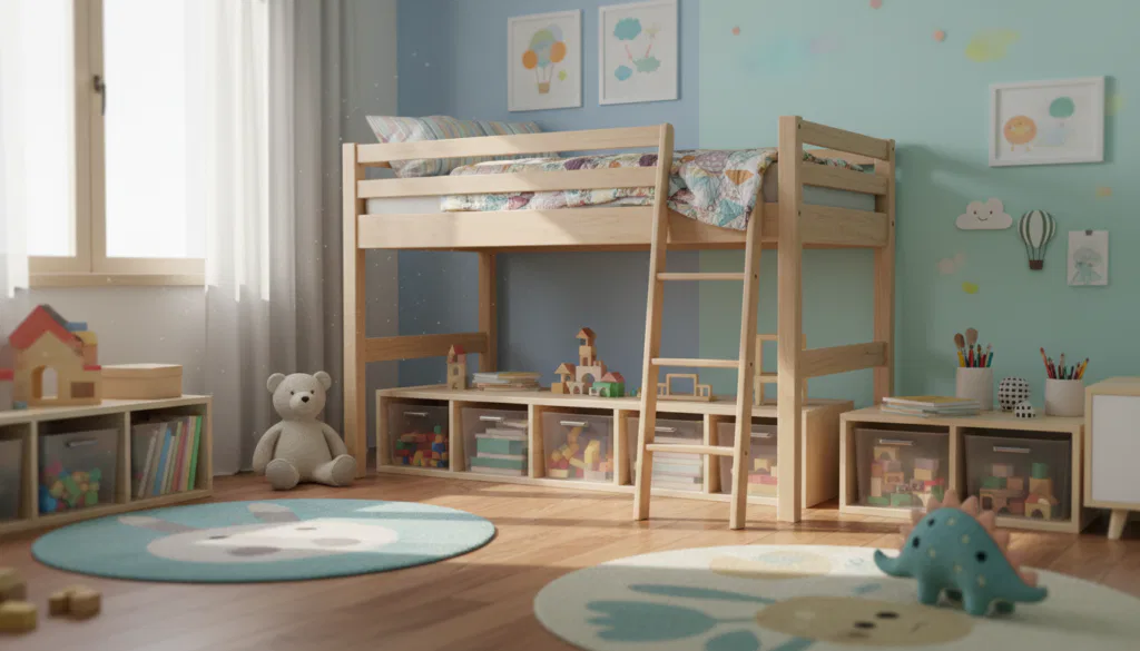 Kinderzimmer Hochbett Stauraum